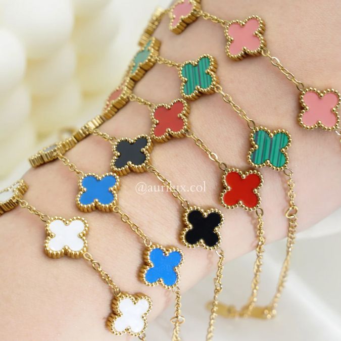 Pulsera Van Cleef Trébol de Lujo 🍀 Acero Premium