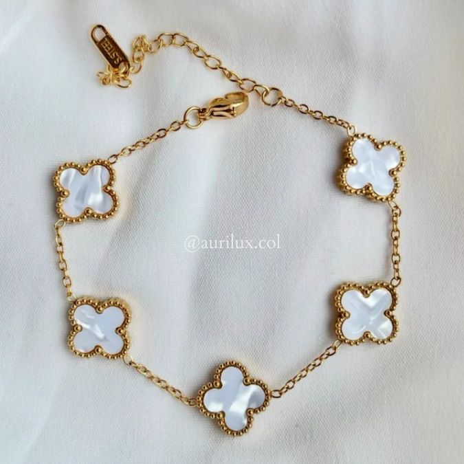 Pulsera Van Cleef Trébol de Lujo 🍀 Acero Premium