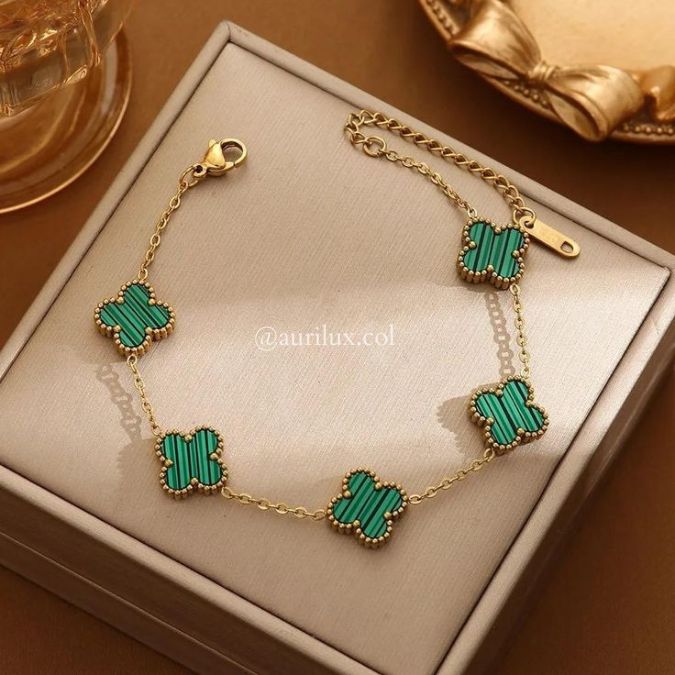 Pulsera Van Cleef Trébol de Lujo 🍀 Acero Premium
