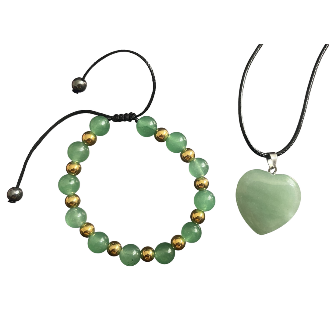 Cadena + Dije & Pulsera - Aventurina y Jade