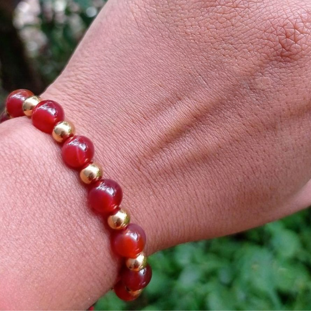 Cadena + Dije & Pulsera - Cornalina y Jaspe Rojo
