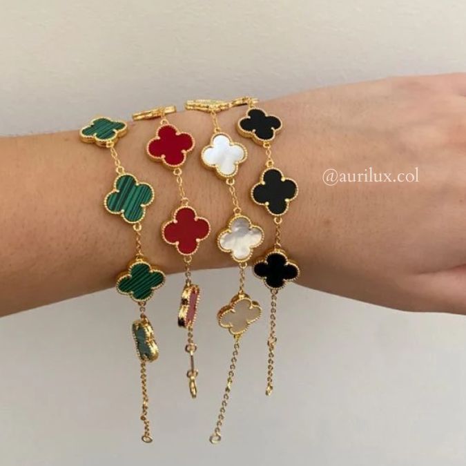 Pulsera Van Cleef Trébol de Lujo 🍀 Acero Premium