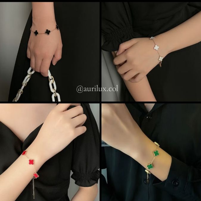 Pulsera Van Cleef Trébol de Lujo 🍀 Acero Premium